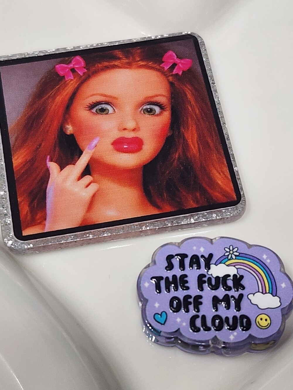 Girl Spicy Cloud Flatback Focal Bead Badge Keychain Crafts Beaded Pen Magnet